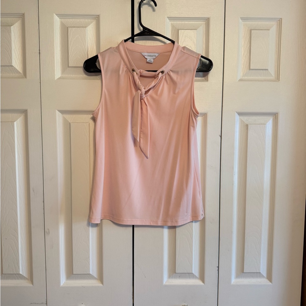 Liz Claiborne Pink Sleeveless Tie Front Blouse - Picture 1 of 3